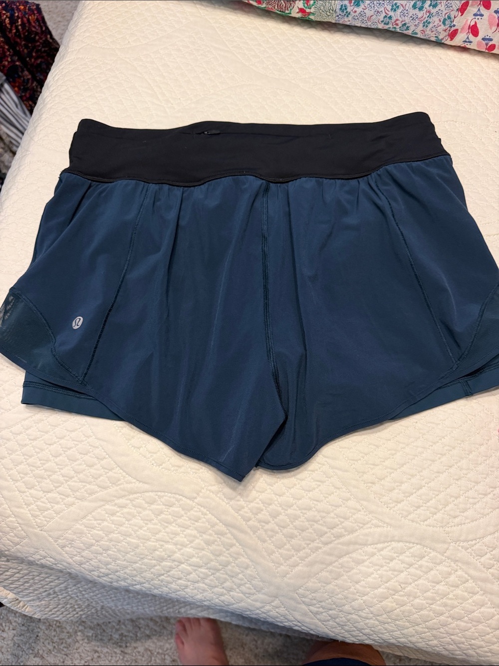 lululemon athletica Teal Blue Athletic Shorts with Black Waistband